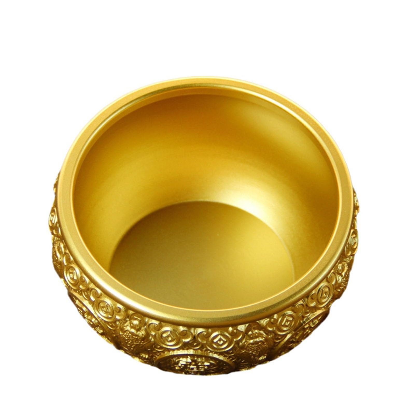 Miska na skarby Feng Shui ze złotego mosiądzu - ręcznie robiony symbol bogactwa i obfitości, elegancki metalowy wystrój na biurko w domu Medytacja Ołtarz centralny,9CM