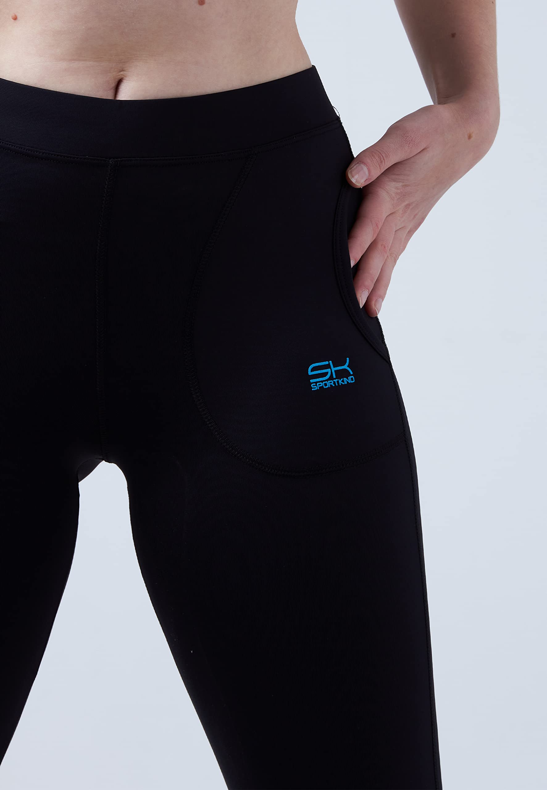 Sportkind Mädchen & Damen Tennis, Padel, Running Tights, Sport 7/8 Lange Leggings mit Taschen, Mid Waist, Blickdicht, atmungsaktiv