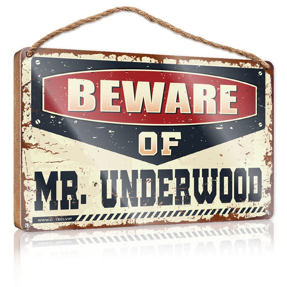 FZFN Bathroom Wall Wood Sign Beware Of Mr. Underwood Wooden Sign Funny Bathroom Signs Signs & Plaques(15X28CM)