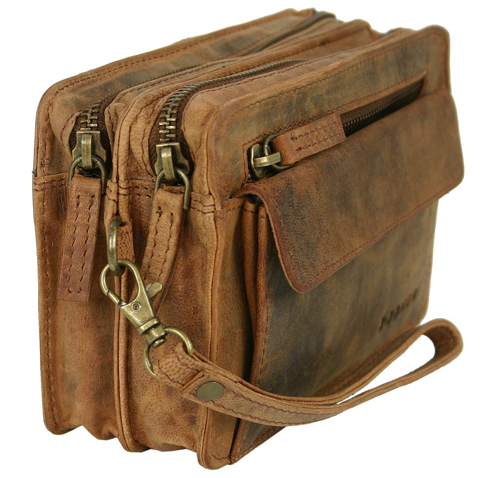 J JONES JENNIFER JONES Borsa da polso in vera pelle per uomini, borsa-portafoglio, borsa-portatutto, borsa a mano - 6152