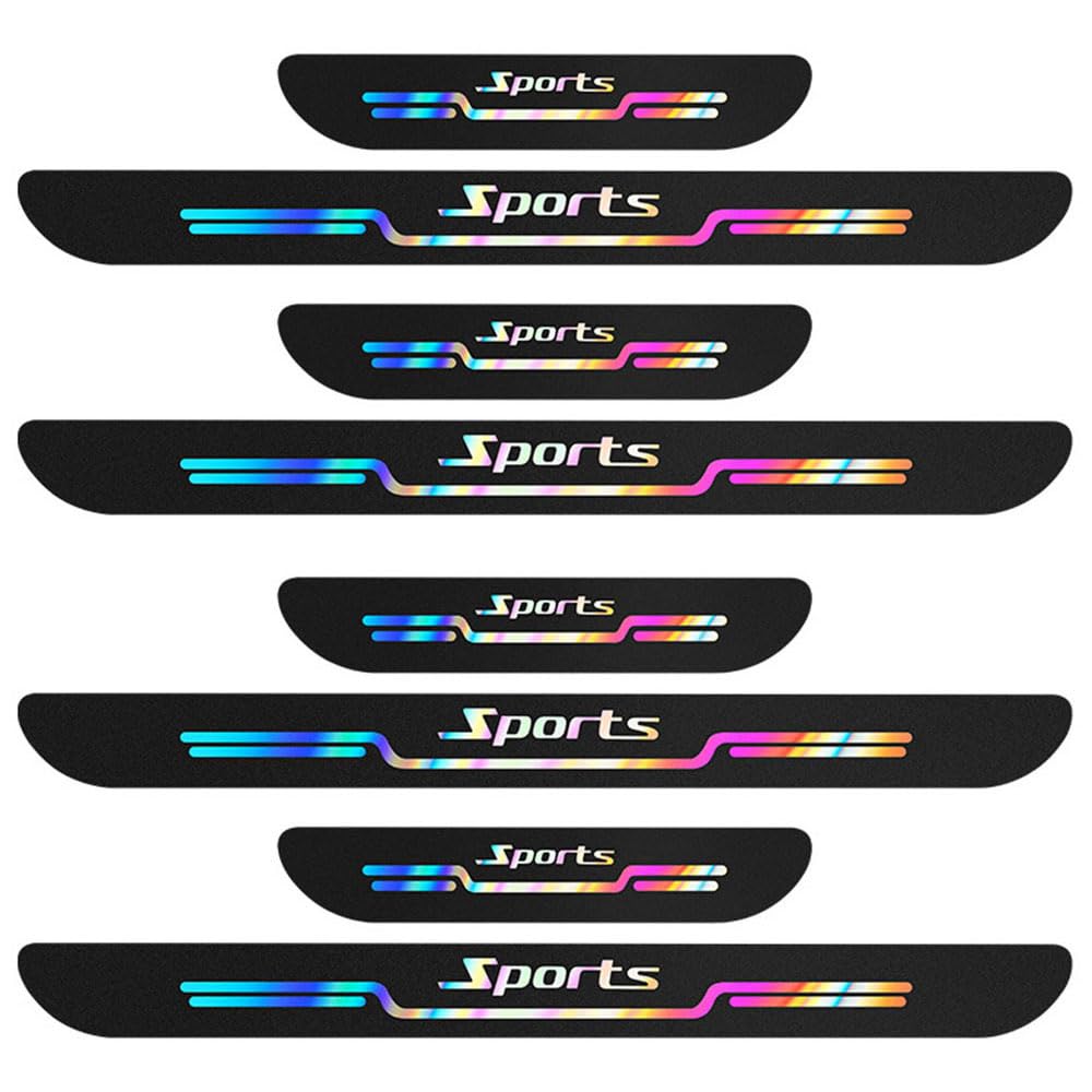 aAtfaa Car Door Sill Protector for Mitsubishi L200 1986-2021 2022 2023 2024 2025 KB, 8pcs Holographic Reflective Scuff Plate Guard, Laser Rainbow Edge Cover, Anti Scratch Welcome Pedal Sticker