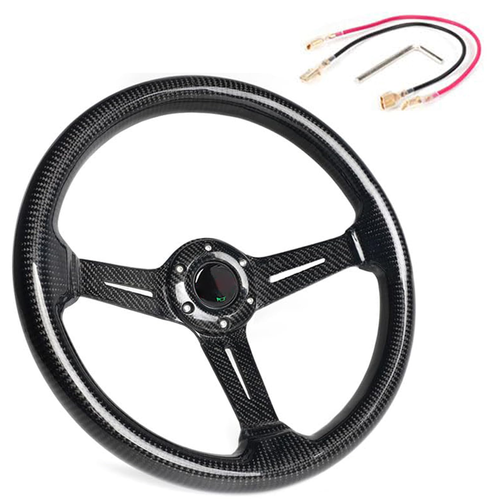 Ljmyy 14Inch ABS Carbon Fiber Hydrographic Steering Wheel With Ergonomic Grip Suitable For Passenger Vehicles