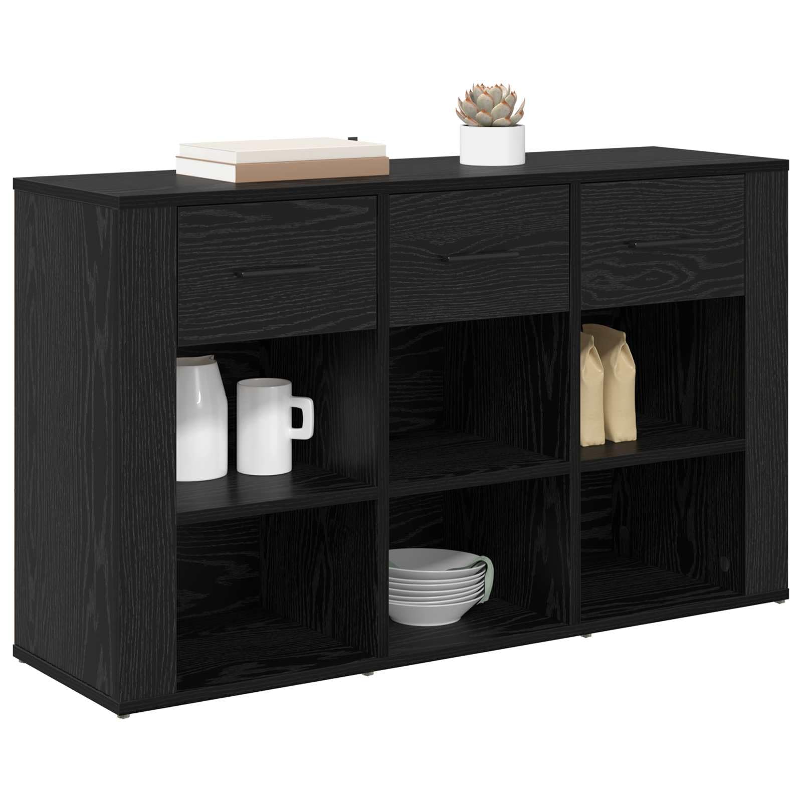 Buffet noir aspect chêne 100 x 30 x 59,5 cm en bois