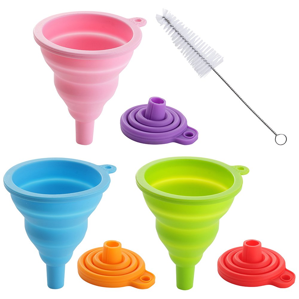 Buy YWQ 6 Pcs Collapsible Funnel with Bottle Brush, Flexible Silicone