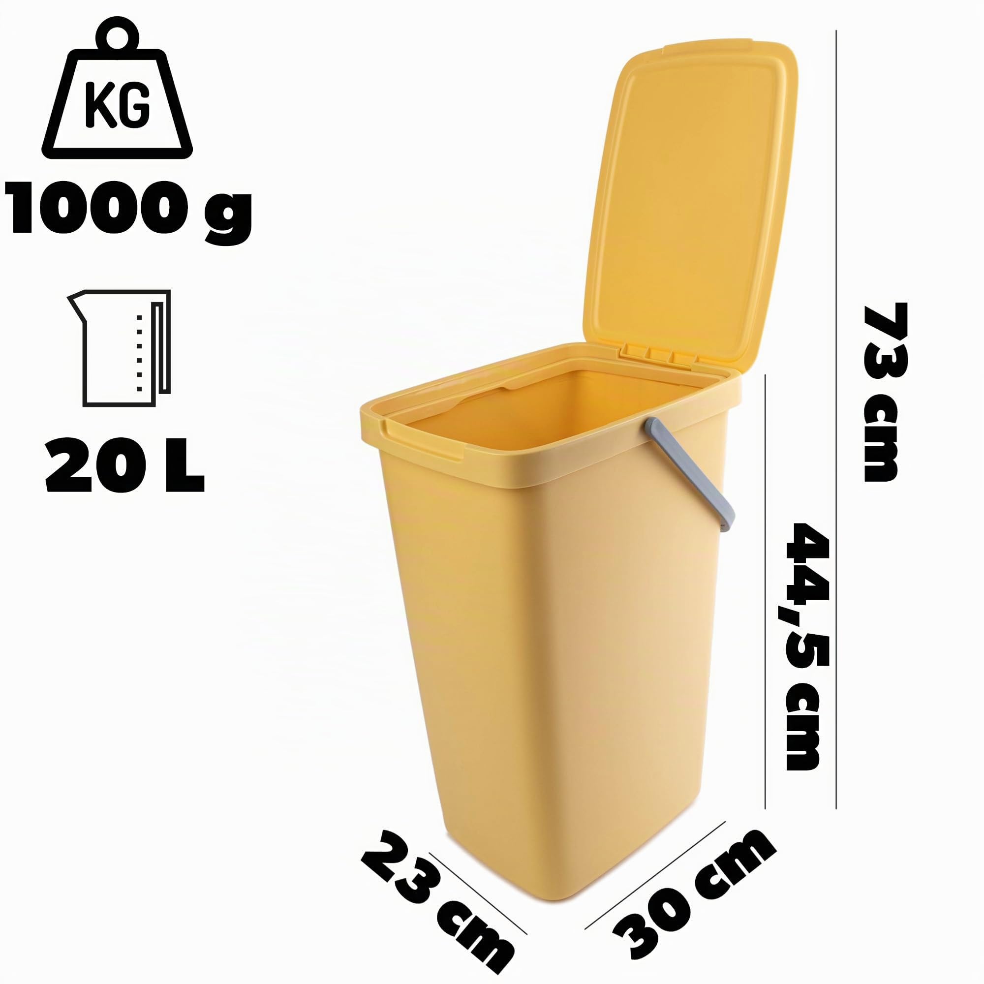 KADAX Pattumiera da 20L, Set di 3 pattumiere in plastica con coperchio e manico, pattumiera per la raccolta differenziata, pattumiera con coperchio ribaltabile (verde, giallo, blu)