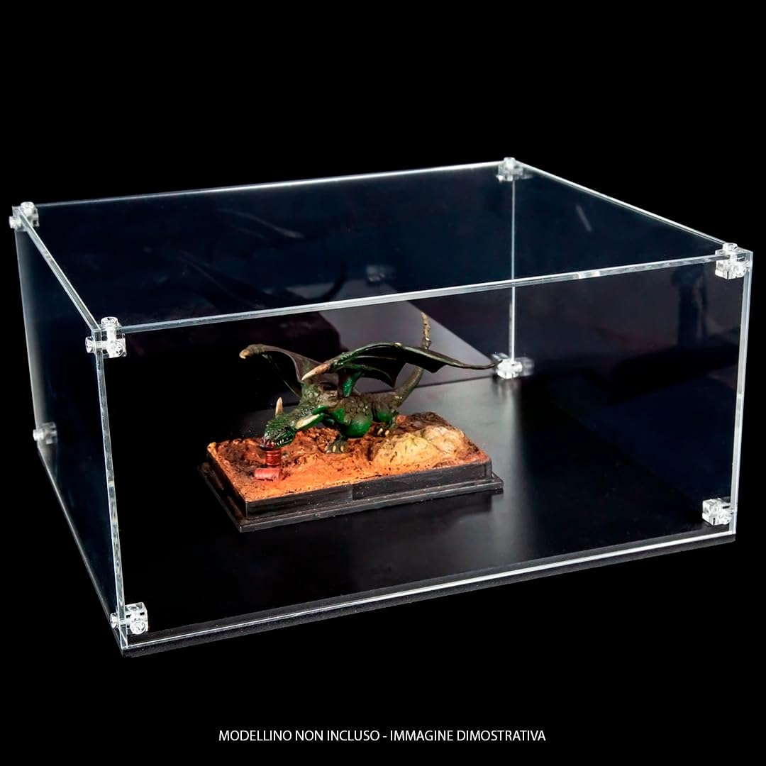 Plexismart - Teca Montabile in Plexiglass per Modellismo e Collezionismo con base in Forex Nero. (PMMA 5mm., 50x25cm h45cm)