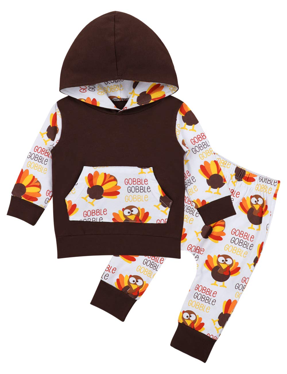 Thanksgiving Baby Outfit Thanksgiving Baby Clothes Newborn Baby boy Girl Clothes Turkey Baby Long Sleeve Turkey Hoodie Set
