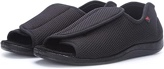 Women's Diabetic Sandals,Summer Extra Wide Open Toe Sandals, Adjustable Arthritis Edema Slippers for Seniors,Black,47