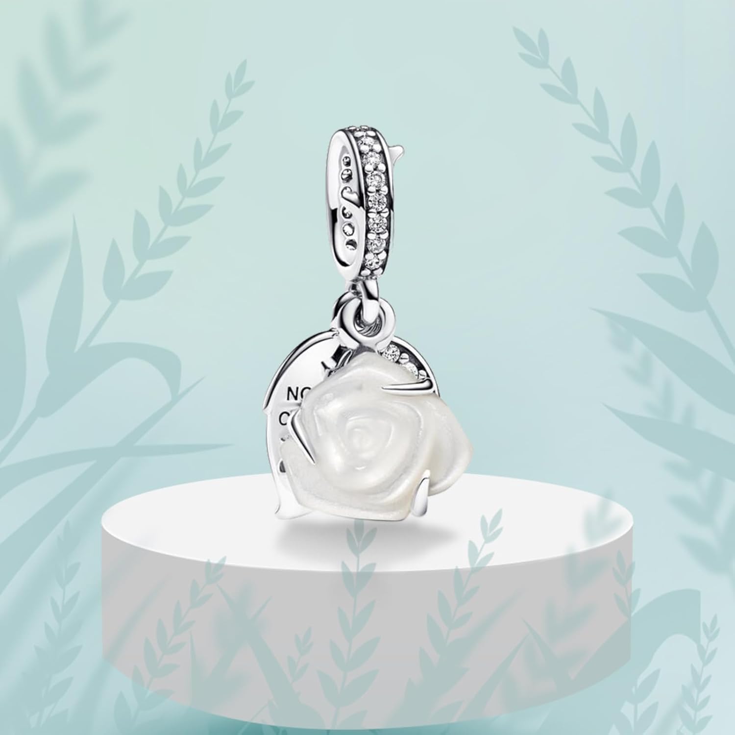 925 Sterling Silver Charms Blooming White Rose Double Pendant fit Women's Bracelet Necklace Pendant Birthday Gift for Family Friends - Image 4