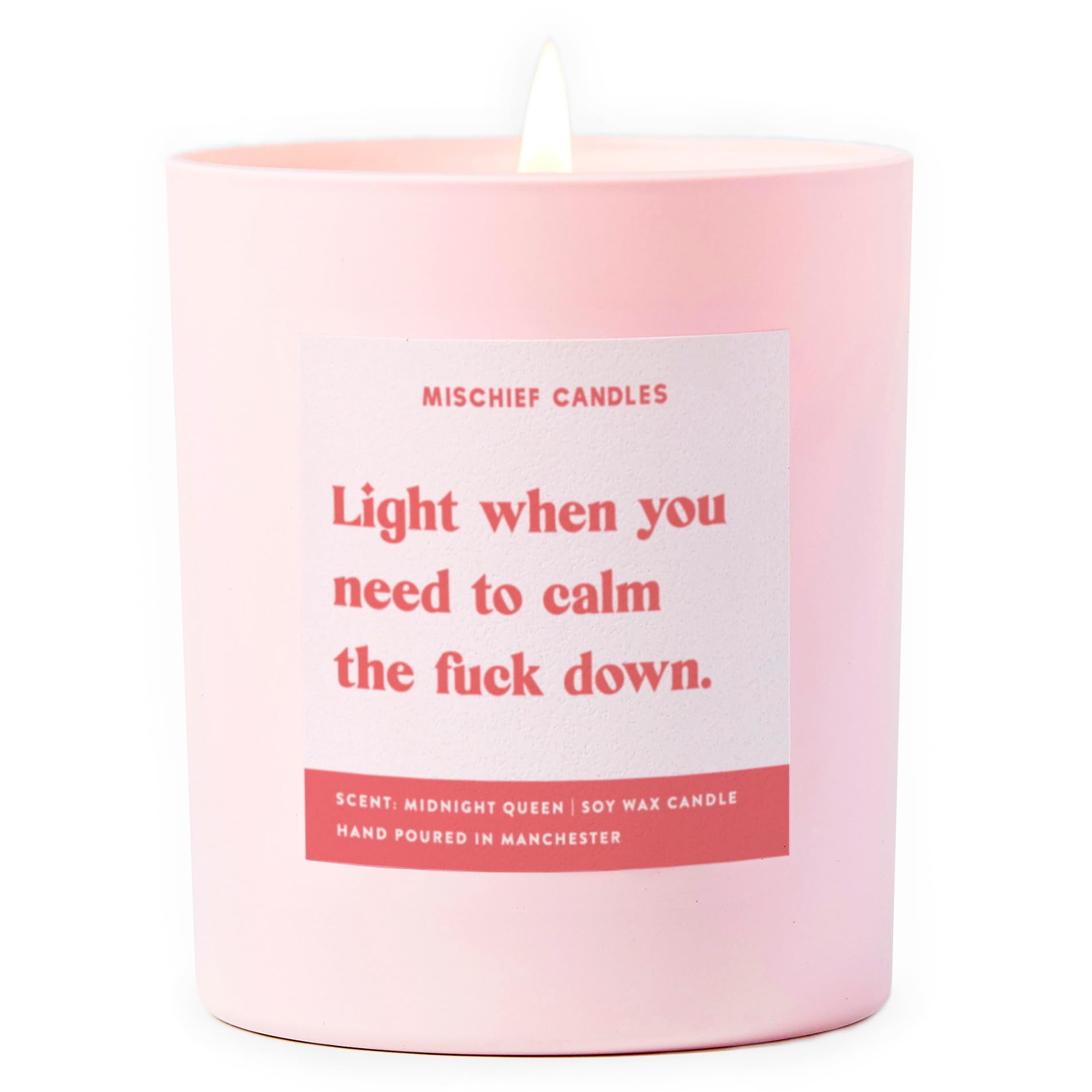Funny Friendship Gift for Her Friend Gifts Scented Soy Wax Pink Candle (Light to Calm Down)