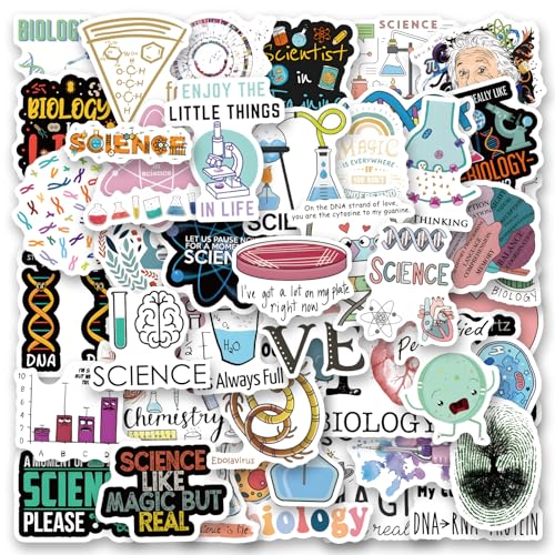 120Pcs Biology Stickers Cartoon Science Aesthetics Vinyl Waterproof Decals for Adults for Birthday Party Supplies Decoration Choice for Helmet Laptop Water Bottle Journaling Scrapbooking