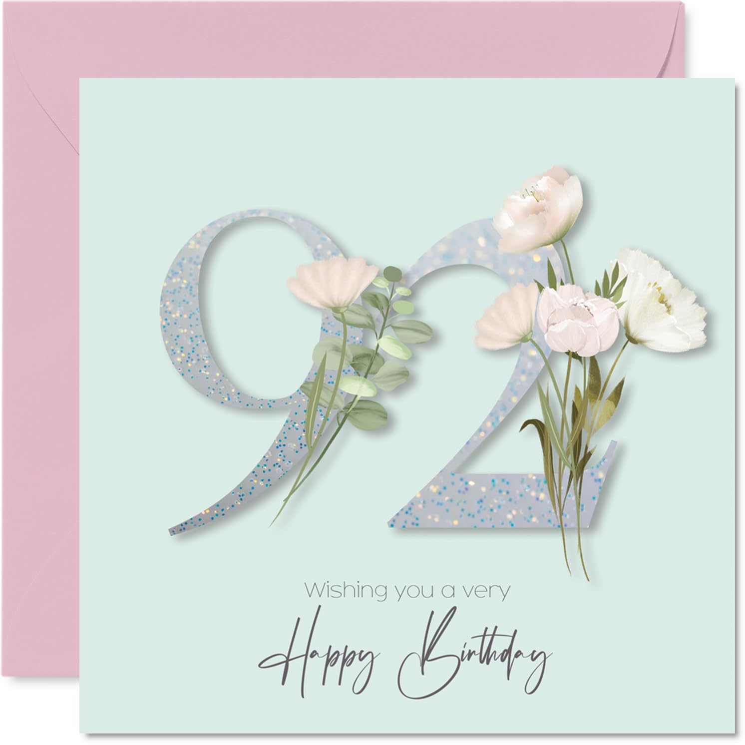 92nd Birthday Cards for Women, Fancy Floral Flowers