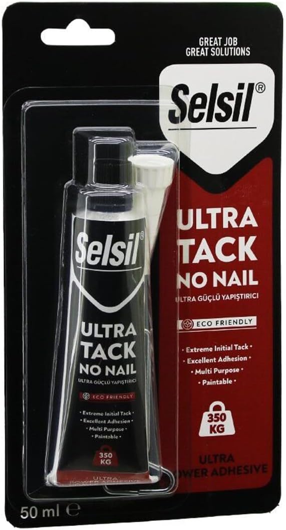 Selsil 3104 Ultra Tack No Nail Güçlü Yapıştırıcı Beyaz 350 Kg Dayanıklı 50 Ml