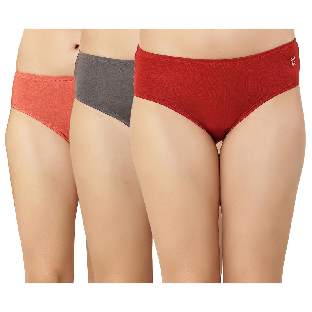 Women Bamboo Cotton Hipster Panty (Pack of 3) Anti-Bacterial, Mid Waist Briefs with Full Back Coverage, Soft Elastic Waistband for Daily Comfort, Solid Pattern Soft Comfortable Panties-image-35