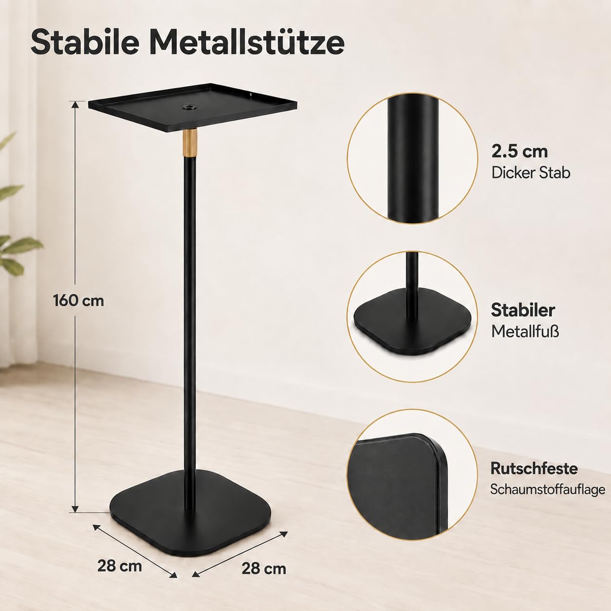 Beamer Ständer Höhenverstellbar 45 160 cm, Projector Stand aus Kohlenstoffstahl mit Schwerer Metallbasis, Beamer Halterung Bodenständer für Heimkino, Büro, Schlafzimmer und Outdoor