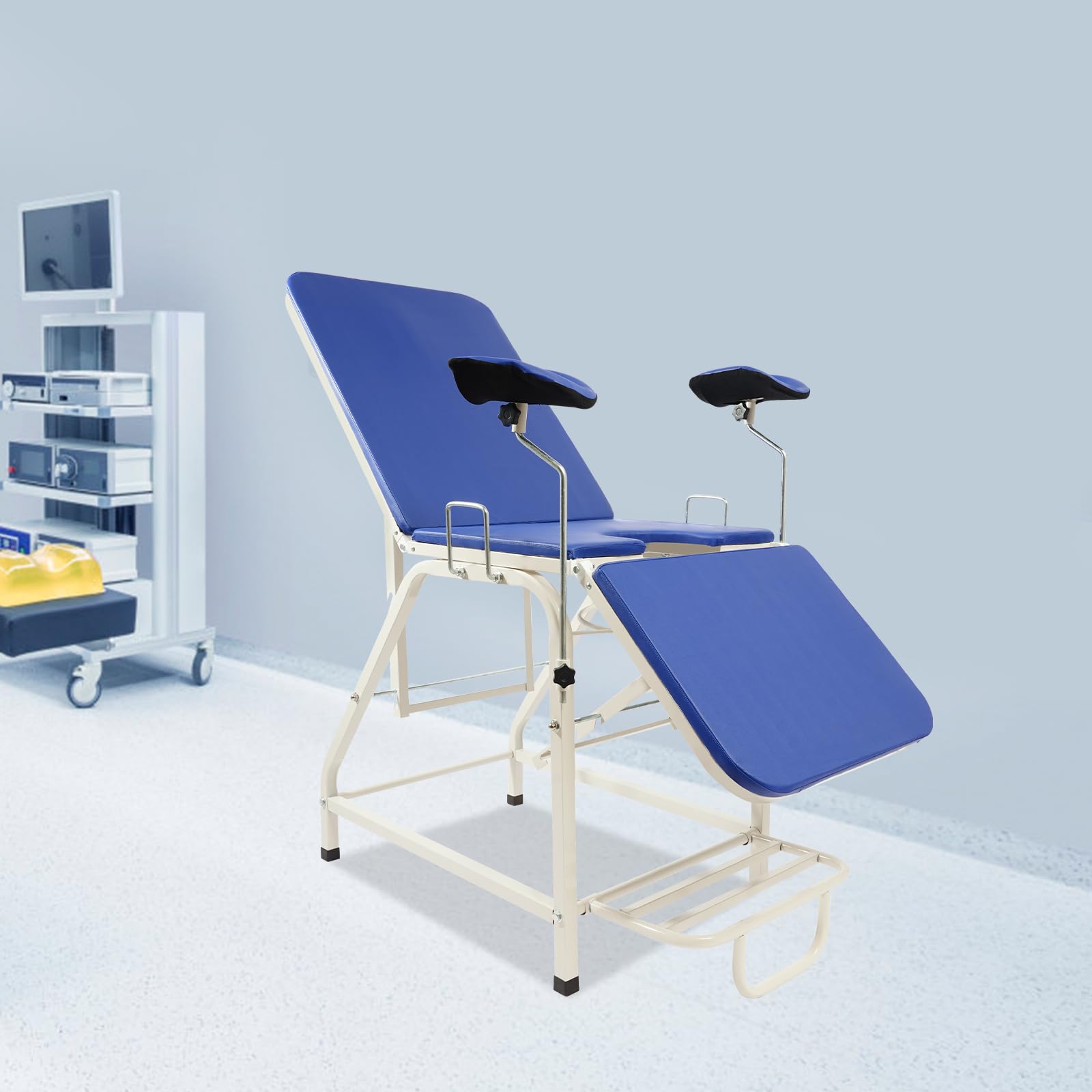 Sedia ginecologica, letto ginecologico regolabile con schienale e gamba, sedia medica per cliniche, ospedali, sale nascita, fino a 150 kg (blu)