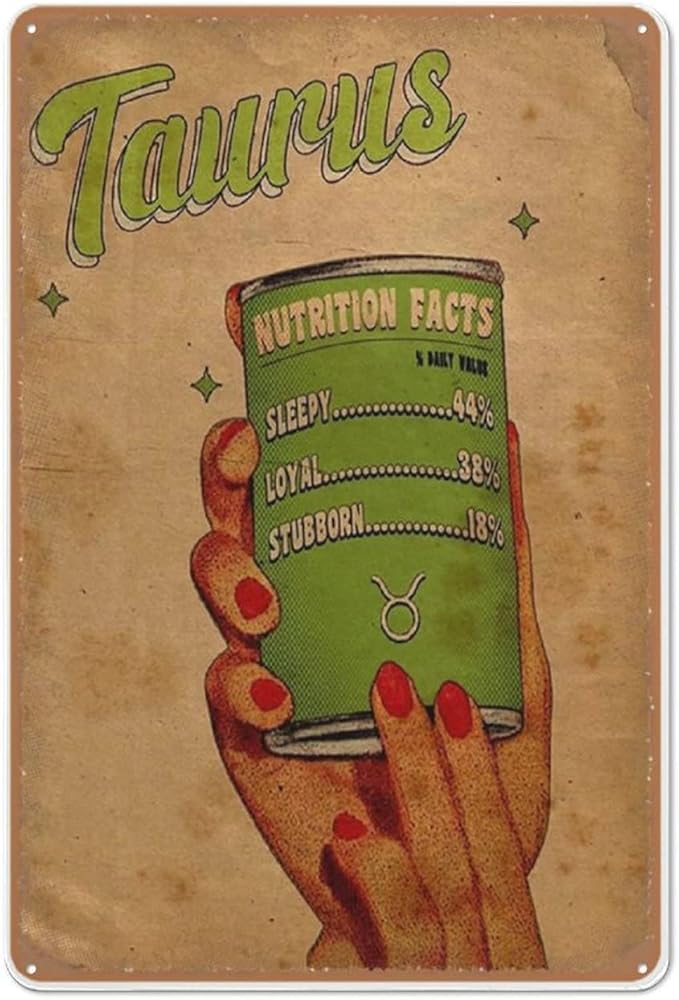 Zodiac Taurus Astrology Vintage Poster, Taurus Zodiac Features Poster, Taurus Zodiac Wall Print, Tau Metal Sign Tin,Wall Art, Metal Sign Tin,Wall Art, Metal Tin Sign 5.5 X 8 Inch