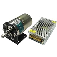 Vista 1 de Bringsmart DC 12V 100rpm con soporte Caja de cambios de 1.457 in de diámetro Motor con transformador de voltaje Eje de Ouput centrado Motor