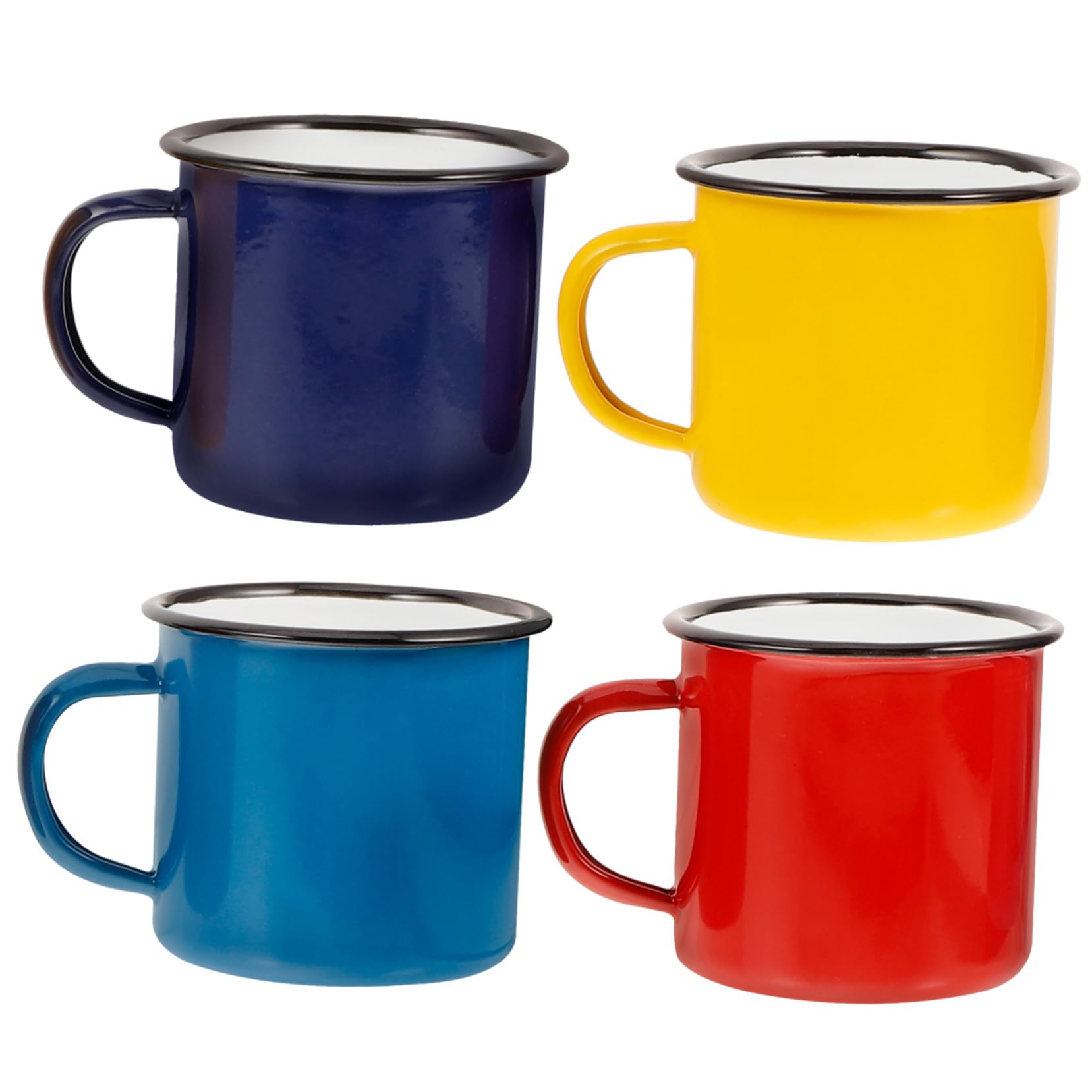 4stücke Emaille Wiederverwendbare Campingbecher Kaffeetasse Teebecher Robustes Campinggeschirr für Heiße Getränke und Suppen