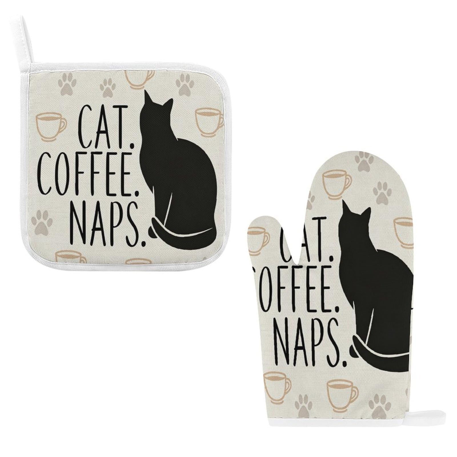 Fodpand Style Cat Coffee Naps Oven Mitts And Pot Holders Sets