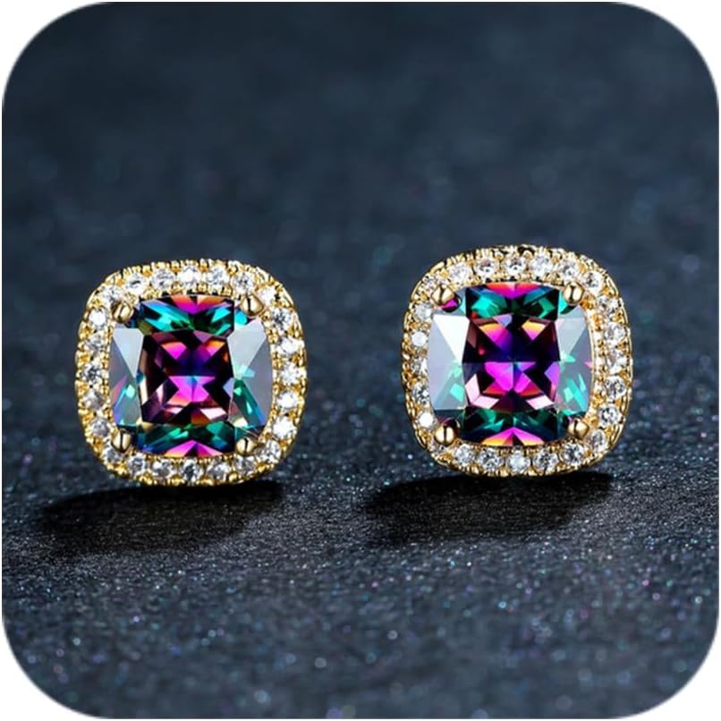 Diamond Earrings for Women 2025 Trendy 925 Silver Hypoallergenic Colorful Earrings Wedding Jewelry Birthday Gifts for Her