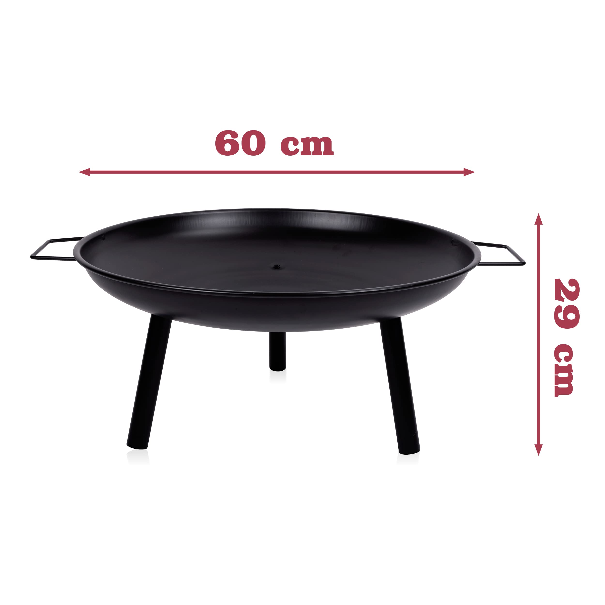 Lone Star Brasero Exterieur Ø60 cm - Incinerateur de Jardin sur Pieds - Facil a Transporter avec Poignées - Decoration Jardin et Terrasse Exterieur - Acier au Carbone