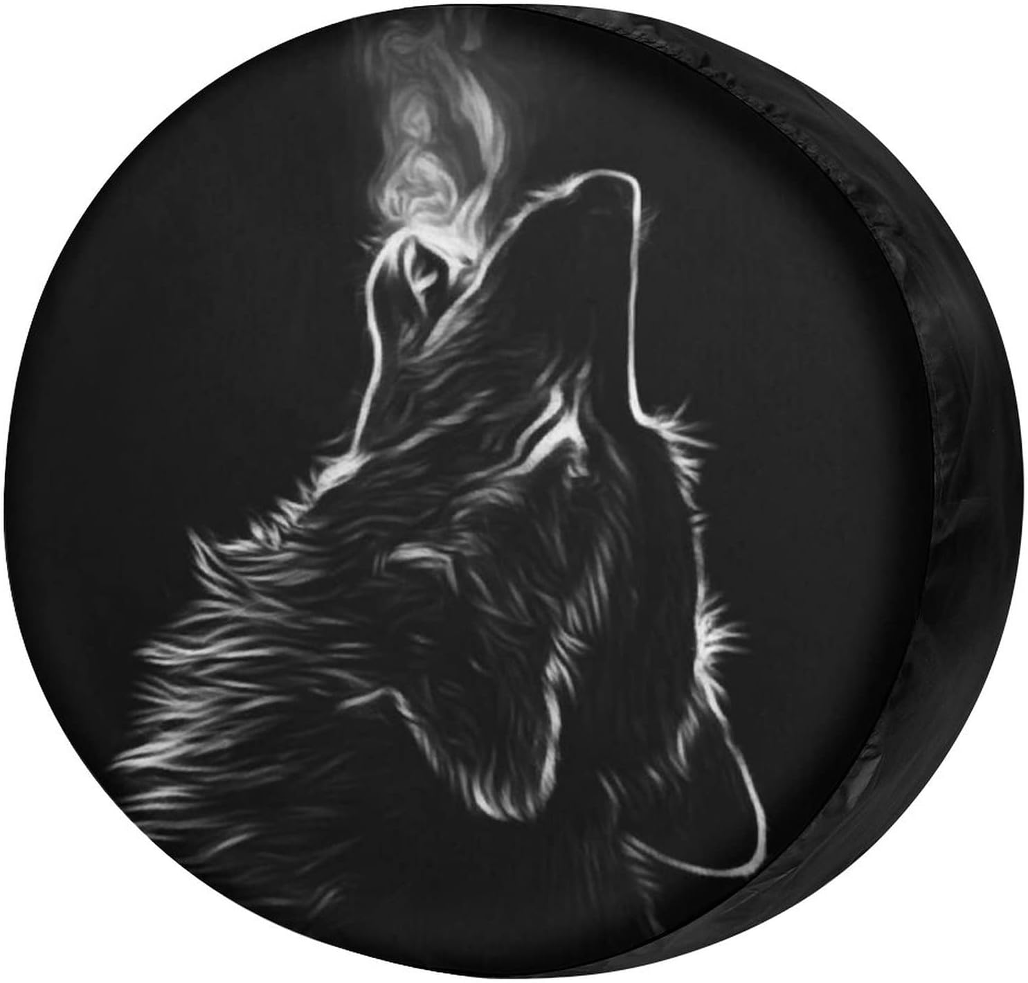 Foruidea Black 3D Wolf Spare Tire Cover Wheel Tire Cover Fit for Jeep,Trailer, RV, SUV and Many Vehicle 18inch, 18'for diameter 32'-34'