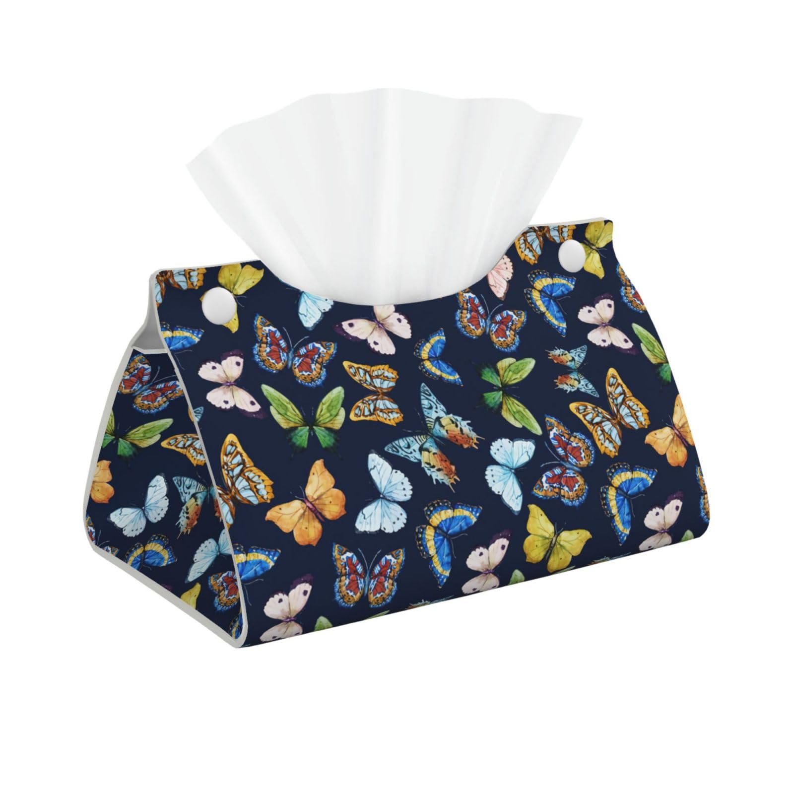 Leaf Colorful Butterfly Print Long Tissue Box Cover Tissue Dispenser Box For Living Room, Office, Car, Bathroom