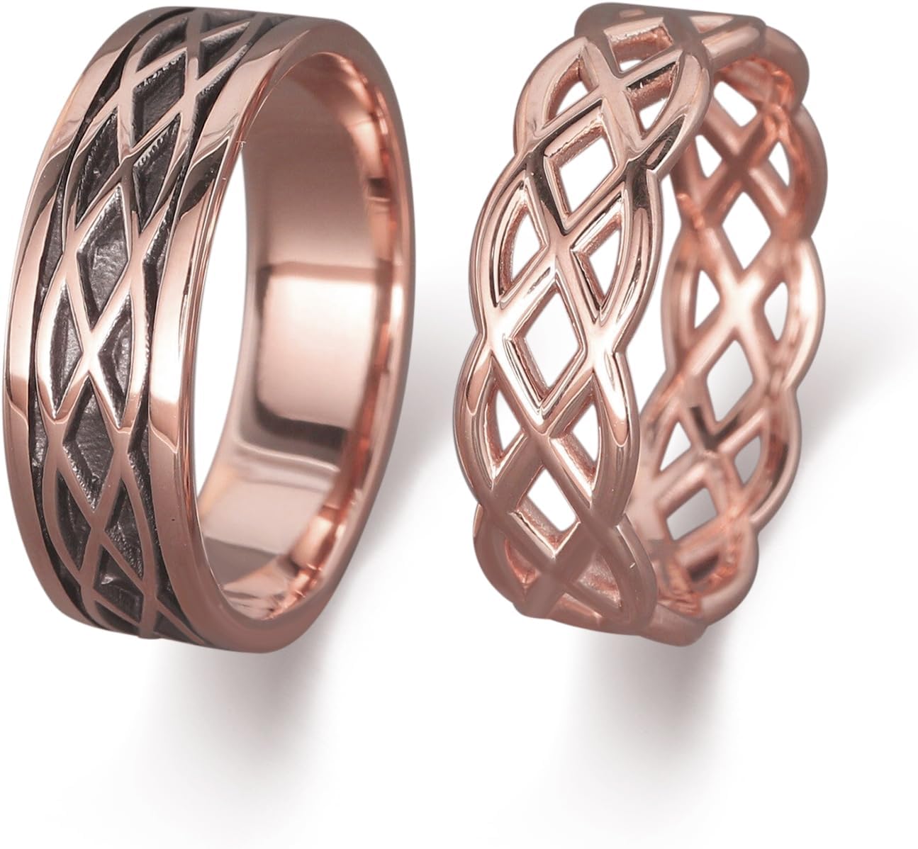 10K 14K 18K Solid Gold Celtic Couple Ring Set - 925 Sterling Silver Eternity Couple Wedding Rings Set - Anniversary Engagement Matching Bands Gift for Women and Men - Free Engraving