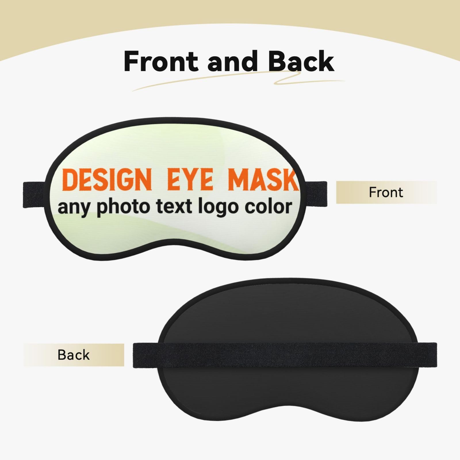 Masque nuit personnalisé hommes/femmes | Impression avec logo photo texte, sangle ajustable pour maison, voyage, bureau
