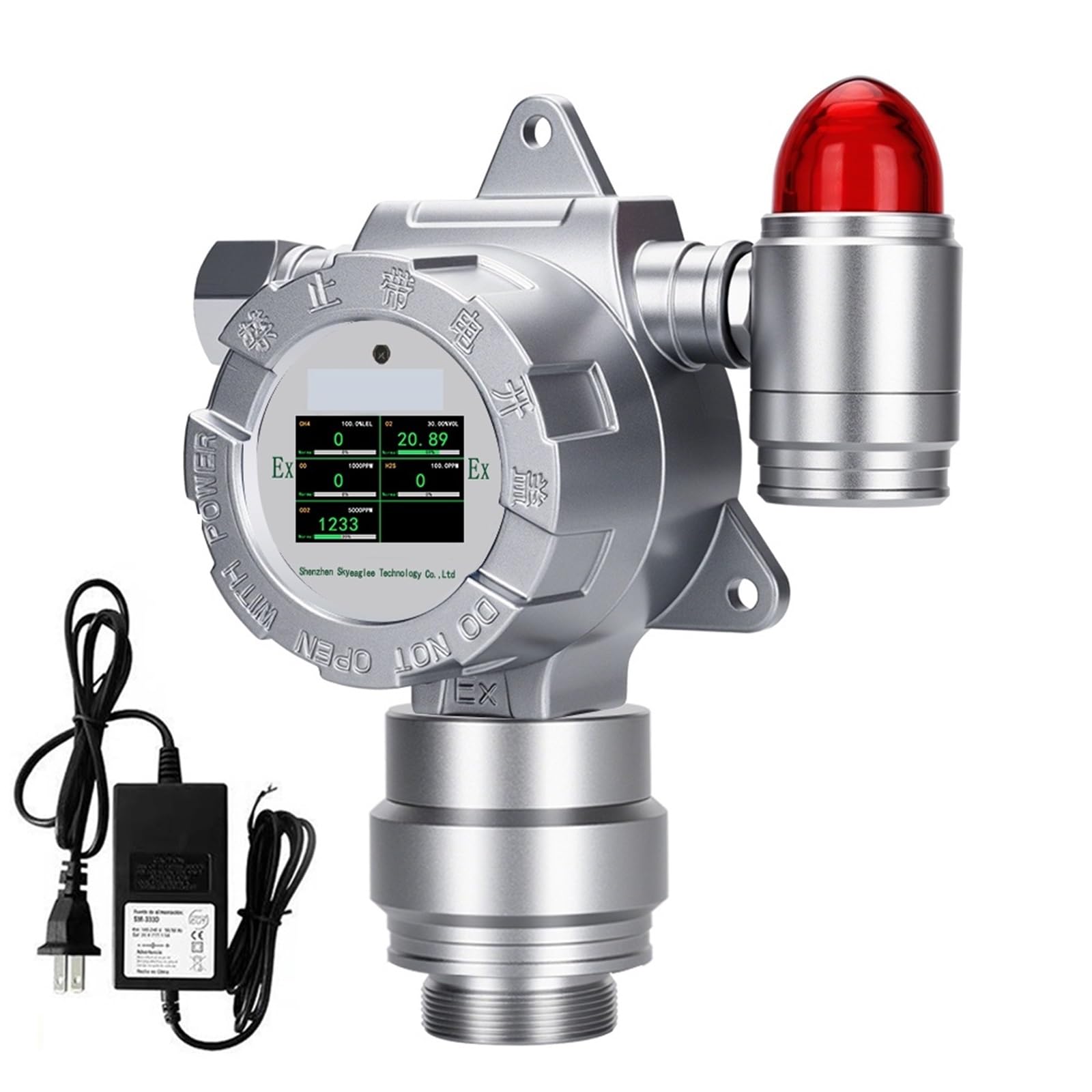 Stałe monitorowanie stężenia w przemyśle Czujnik PID Alarm gazowy 5 w 1 CH4 O2 CO H2S VOC Detektor stężenia gazu(CH4.O2.CO.H2S.H2)