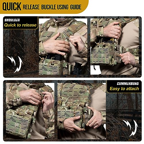 Image of ONETIGRIS Tactical FLPC-4QD MOLLE Vest, Quick Release MOLLE Vest, Adjustable and Breathable Nylon Vest for Men