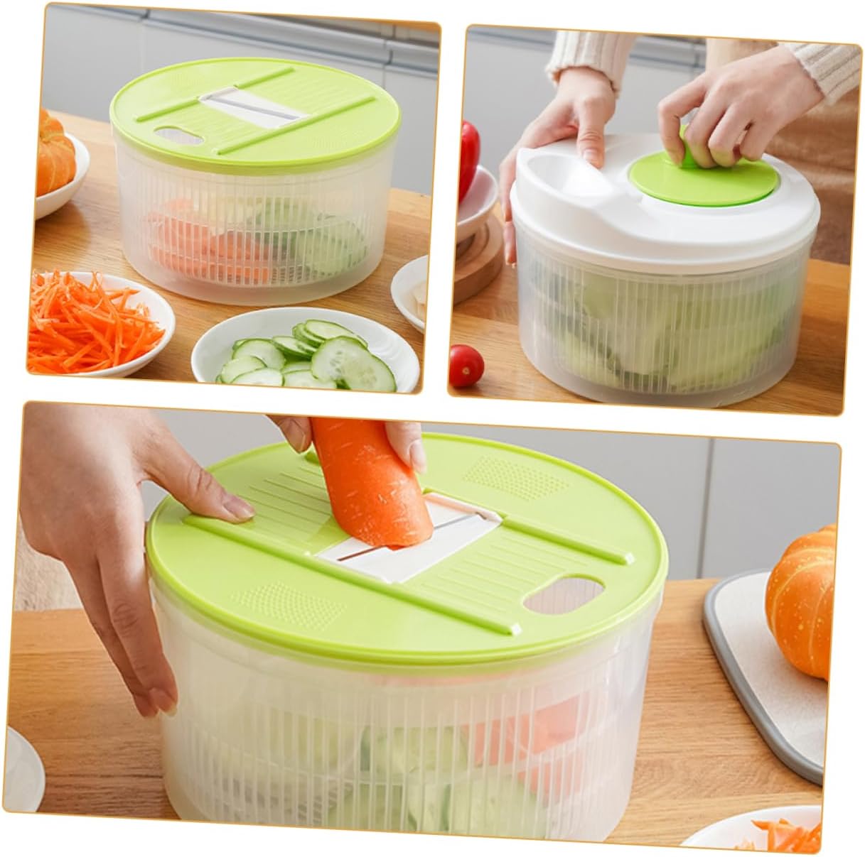 Alipis Salad Spinner Slicer Vegetable Dryer Fruit Washer Kitchen Draining Basket Easy to Clean Design