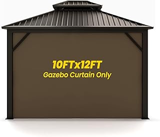 Gazebo Universal Replacement Privacy Curtain, OLILAWN 10' x 12' Privacy Canopy Side Wall with Zipper, Replacement Gazebo Shade Curtain Privacy Panel for Canopy Gazebo 10x12, One Side Only, Brown