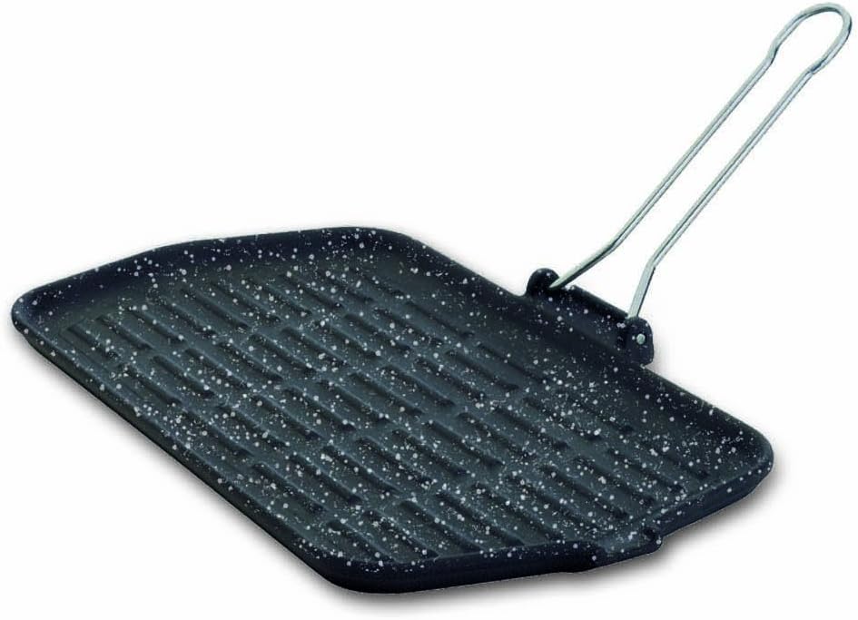 Ilsa V205S 9 x 14.5 in. Cast Iron Grill-Stone Effect Rectangular-Enamel Coated with Removable Handle