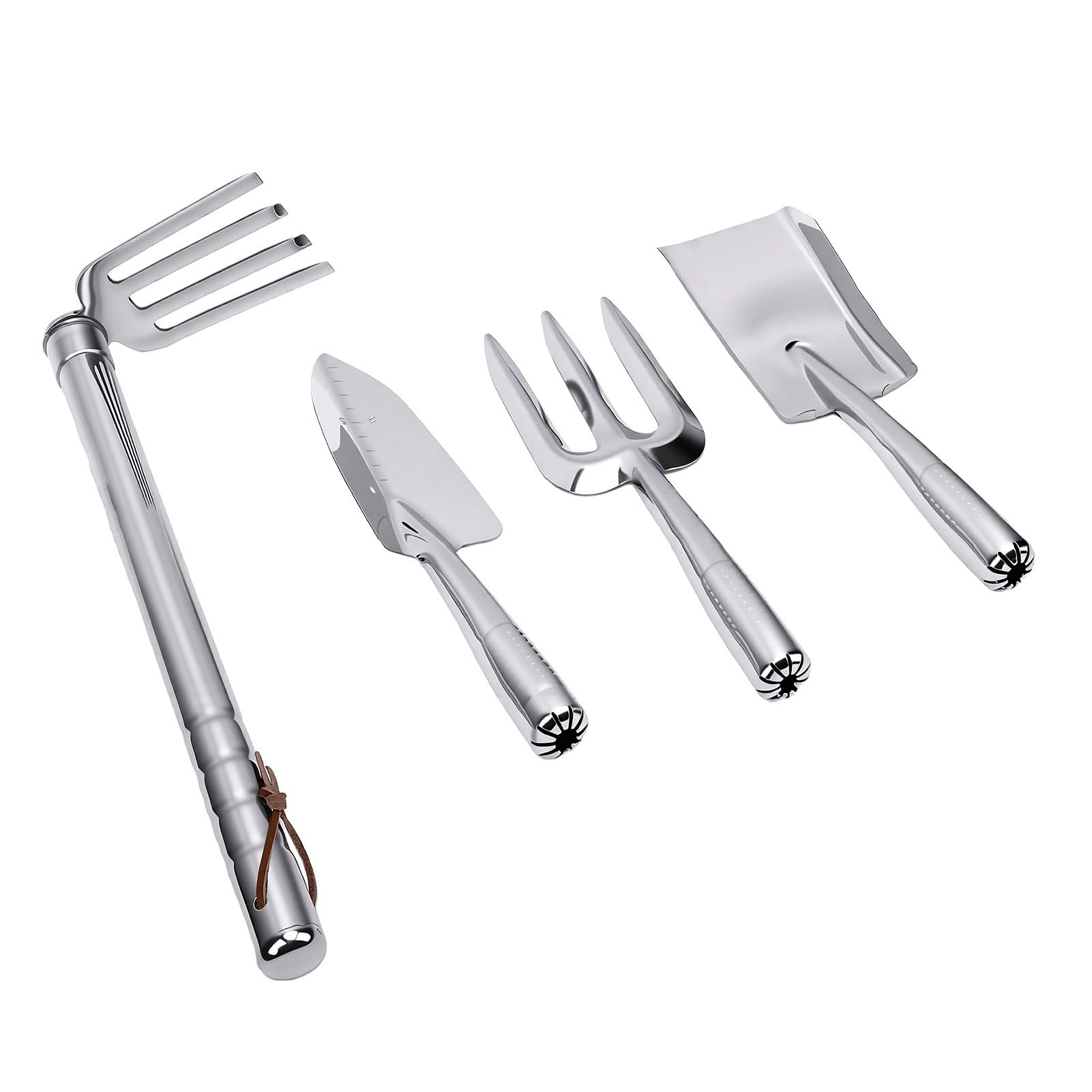 XUMIUZIY Set di Attrezzi da Giardino in Acciaio Inossidabile da 4 Pezzi Design Ergonomico per Piantare e Diserbo Paesaggistico Resistente e Leggero