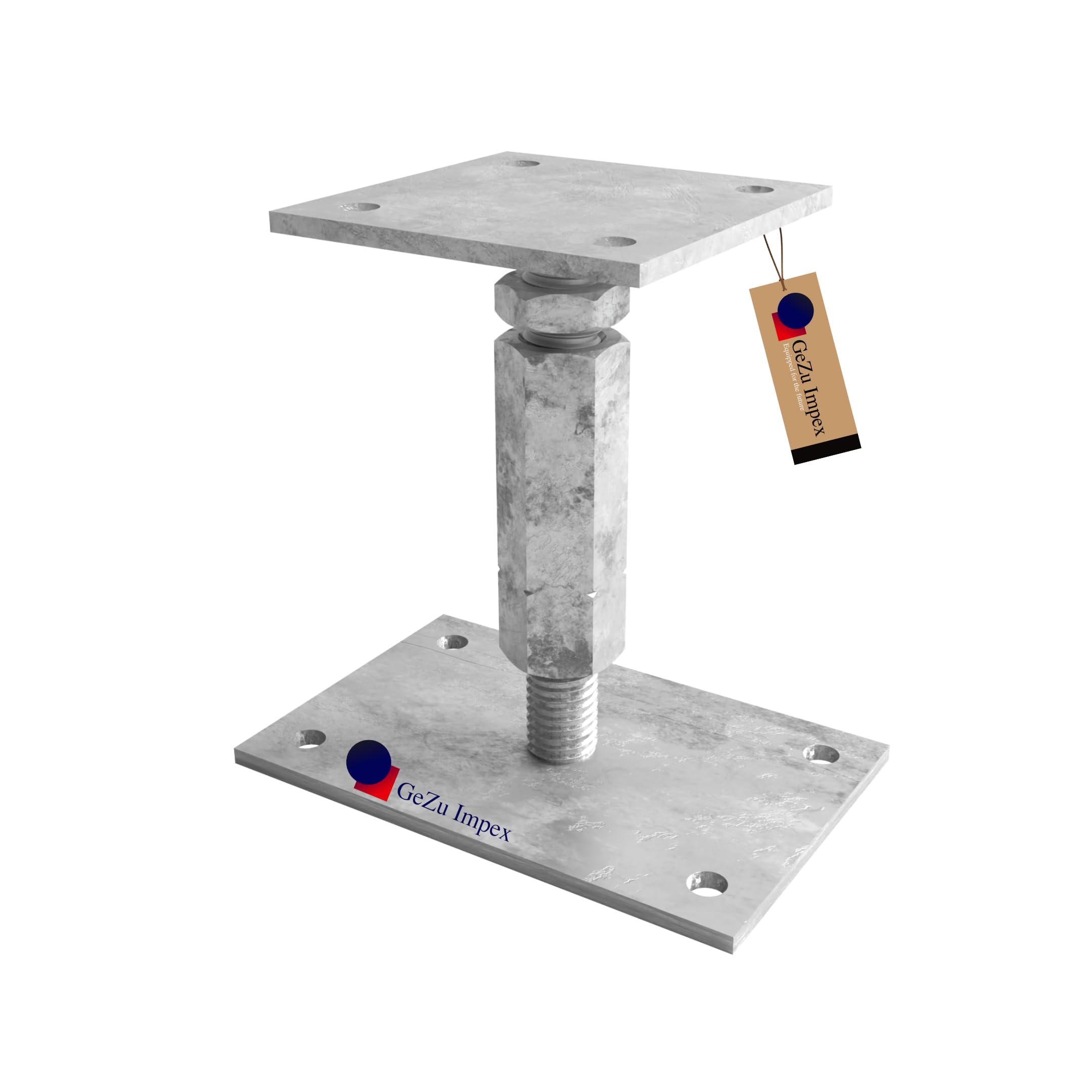 GeZu Impex Adjustable Post Support 70 x 70 mm Electroplated Set of 4 height adjust holder elevated base — view 110