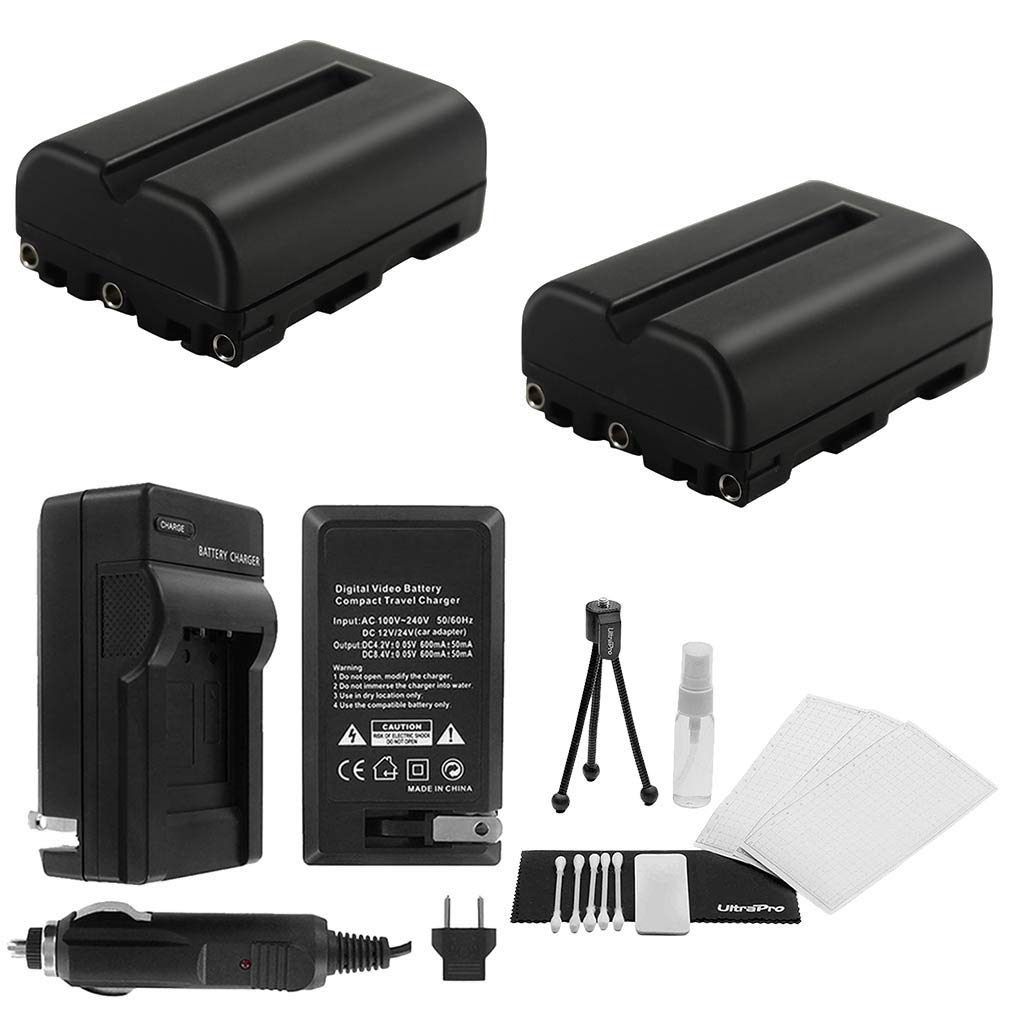 Ultrapro 2-Pack NP-FM500 / NP-FM500H High-Capacity Replacement Batteries with Rapid Travel Charger for Select Sony Alpha DSLR Cameras Deluxe Accessory Set Included