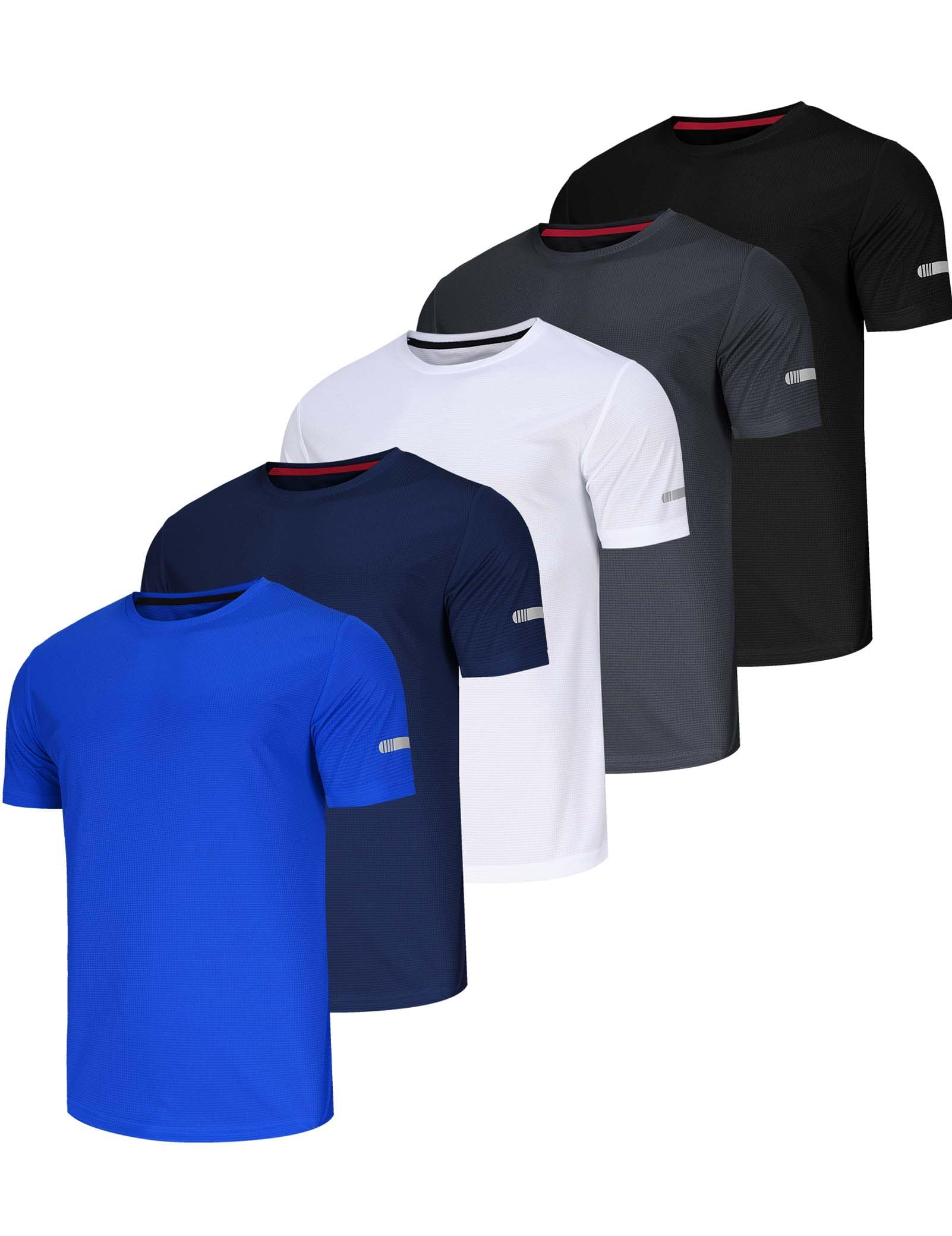 Maglietta Uomo Set Multi Pezzi Uomo Sport T Shirt Manica Corta 5 Pack Traspirante Uomo Tshirt Sportswear Allenamento Asciugatura Rapida Camicia Sportiva Funzione Allenamento Corsa Camicia