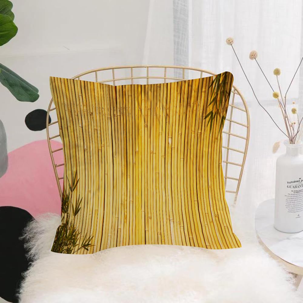 HYMSXW Cushion Cover,Throw Pillow Case Home Decorative for Living Room Bedroom Sofa Chair 20X20 Inch,Mural of art, Bamboo, Tall Bamboo Stems and leaves Oriental Nature Wood Image N,Pillowcase 50X50cm