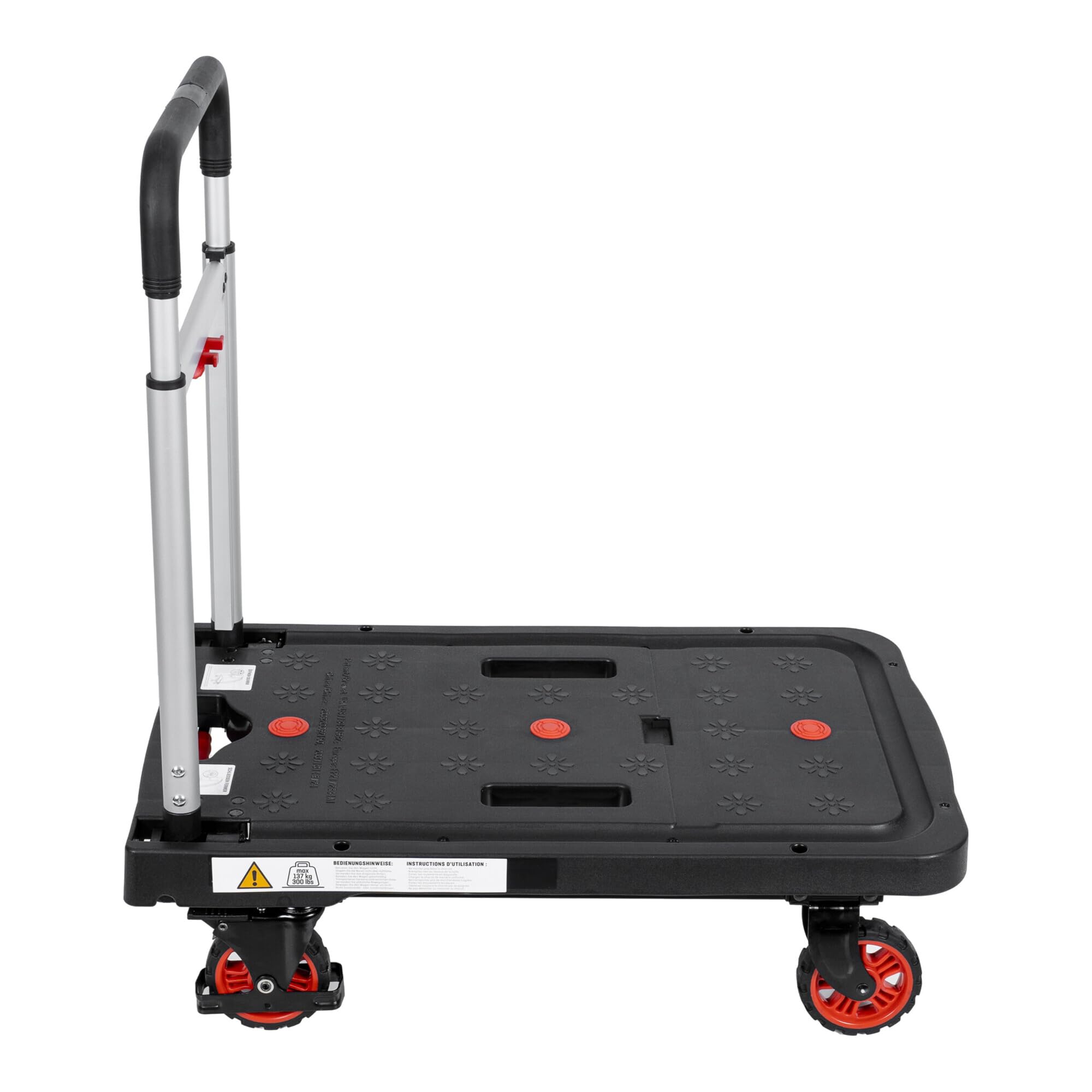 STIER Plattformwagen, Rollwagen, vollständig klappbar, Tragkraft 137 kg, 680 x 410 x 920/80 mm, 2 Lenk- & 2 Bockrollen