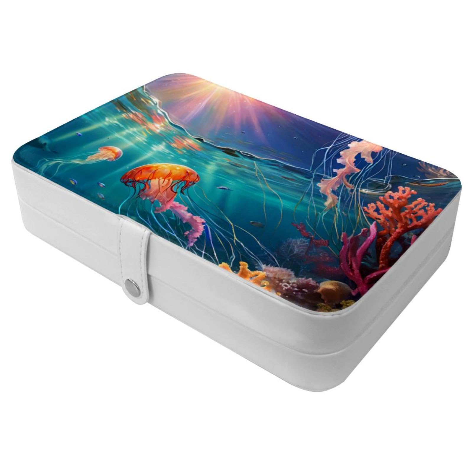 Organiseur de voyage portable pour bijoux motif méduse en cuir