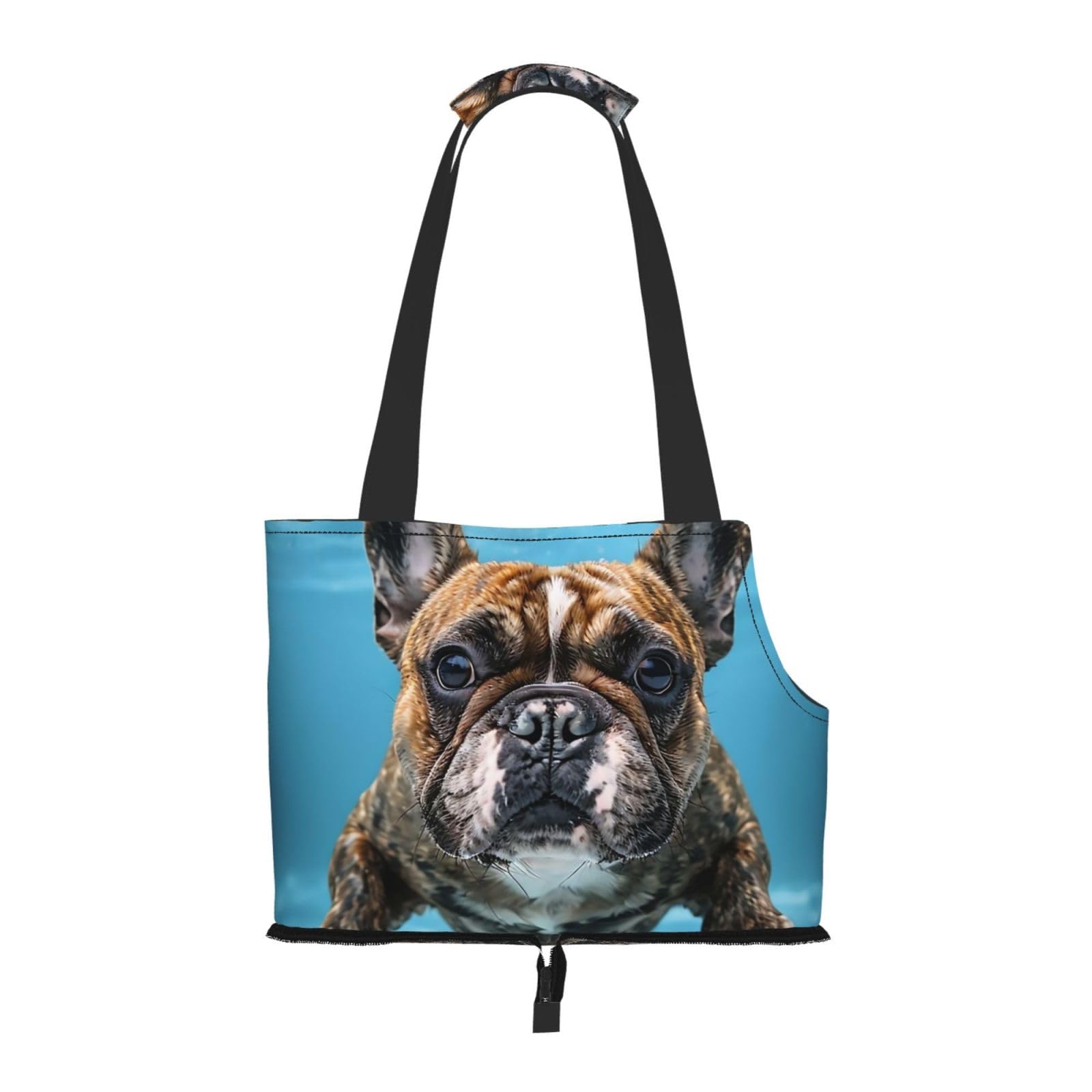 Sac de transport animal motif bouledogue pliable pour petit chien et chiot