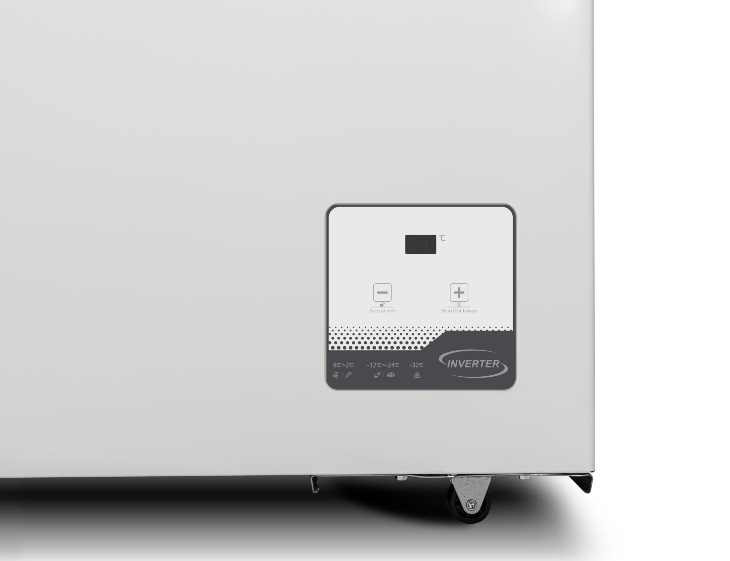 SCHOEPF GT300SD Gefriertruhe 299 L Weiß 83,5 x 112,5 x 61 cm Energieklasse D LED-Beleuchtung Schnellgefrieren 39 dB 4-Sterne-Kennzeichnung Freistehend