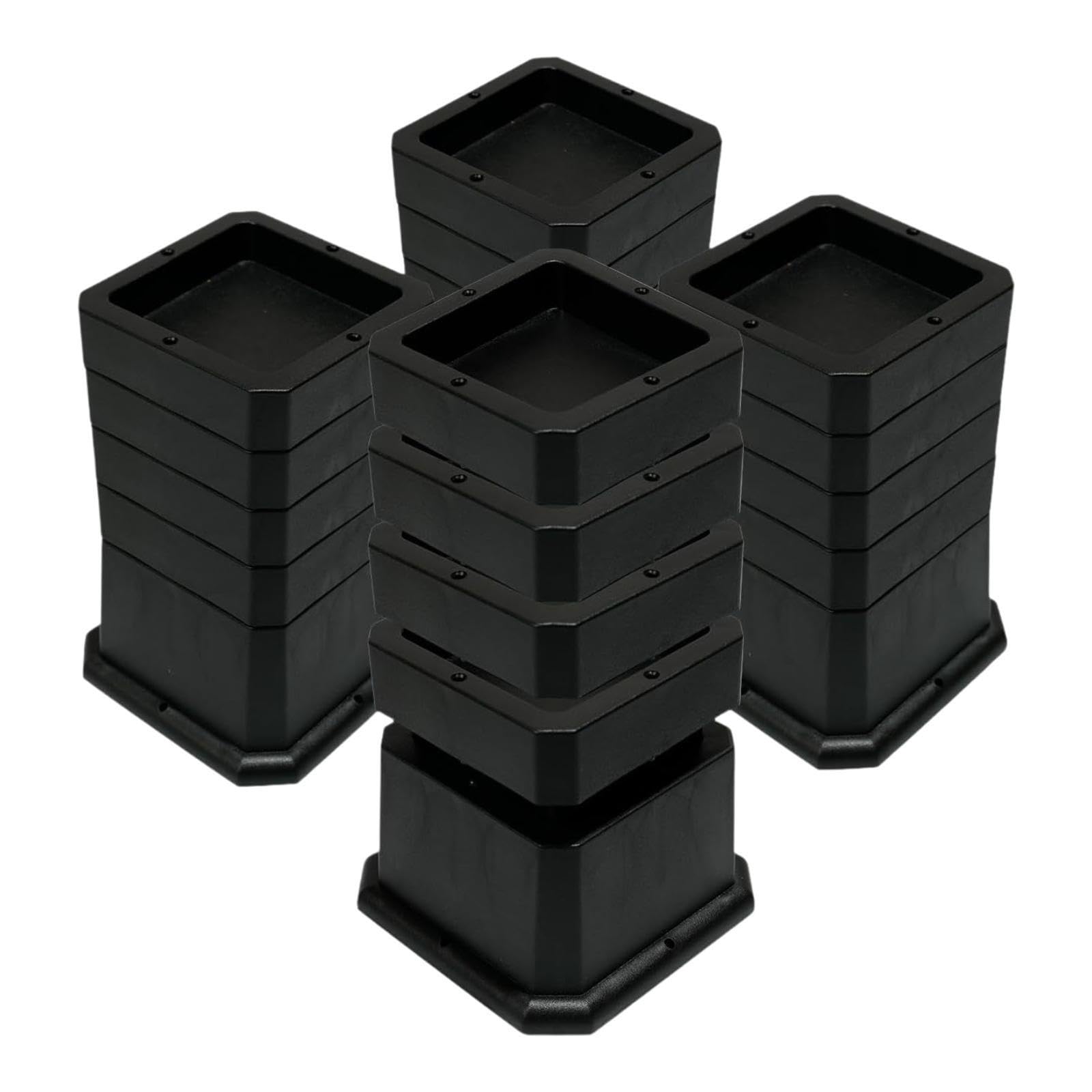 Elevadores de muebles que ahorran espacio, Negro 6 pulgadas | resistentes, elevan camas, sofás y pisos, al tiempo que ofrecen almacenamiento o gabinetes adicionales sin , Negro , 6