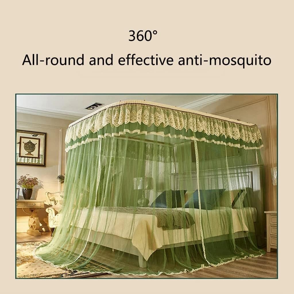 Princess Mosquito Net Canopy for Girls Bed, Romantic Lace Bed Curtain, Three Side Openings, Elegant Bedding Bedroom Decoration(180 * 220cm)