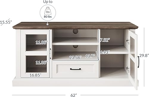 Miniatura 2 de BELLEZE Trussati - Soporte de TV moderno rústico de 62 pulgadas para televisores de hasta 70 pulgadas, consola central de entretenimiento de