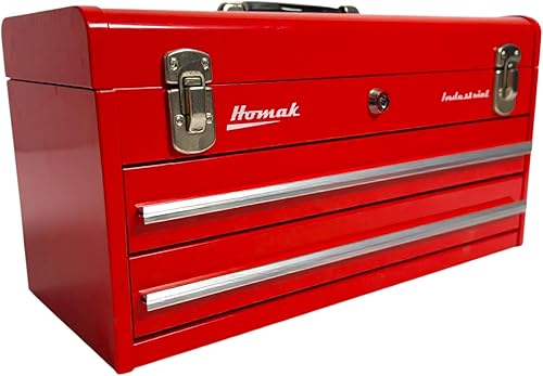 Vista 5 de Homak Industrial Caja de herramientas de fricción portátil de 20 pulgadas con 3 cajones, revestimiento en polvo rojo, RD00203200 Capa en polvo