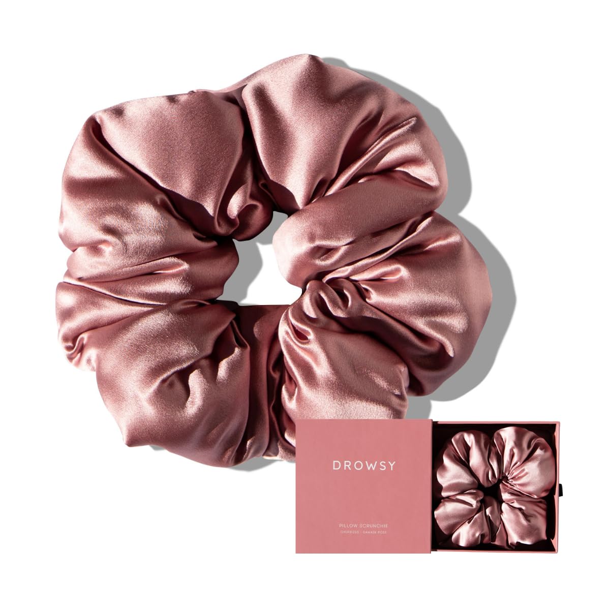 Drowsy Luxury XXL Pillow Silk Scrunchies - Premium Hair Tie - Beauty Accessories to Protect Hair Health, Reduce Breakages, Maintain Moisture - Oversized - for All Hair Types (Damask Rose) 1 Drowsy Luxury XXL Pillow Silk Scrunchies - Premium Hair Tie - Beauty Accessories to Protect Hair Health, Reduce Breakages, Maintain Moisture - Oversized - for All Hair Types (Damask Rose)
