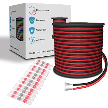 Silicone Electric Cable 22 AWG Red/Black 30.48 M/Colour 0.33 mm  2 Cables 22/2 Flexible Tinned Copper Cable
